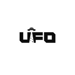 Ufo negative space, wordmark logo design. © Vector Ace