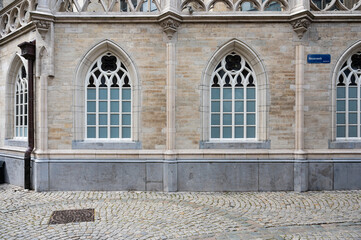 Fototapeta na wymiar Mechelen, Antwerp Province, Belgium - Backside windows in medieval style, detail