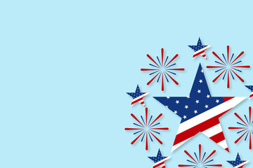 Happy 4th of July - Independence Day celebration with American flag USA . 4th of July promotion advertising banner template 
for Brochures,Poster or Banner.Vector illustration 