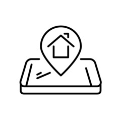 Smart home or delivery home address location. Pixel perfect, editable stroke line icon