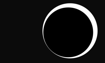 Abstract artistic eclipse, moon in night sky or just black circle over white sphere in deep dark space. Digital graphic artwork. Minimal simple style. Great as poster, print, background or element.