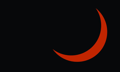 Obraz na płótnie Canvas Artistic minimal element in shape of new red moon isolated in dark black sky. Simple geometry in Asian Japanese style. Great for design as cover print, poster, artwork or decorative drawing.