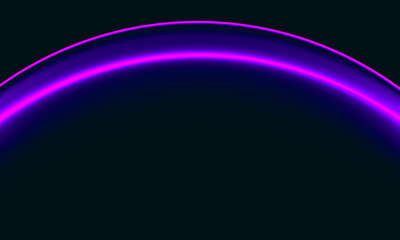 Glowing neon purple arc or edge of planet in deep dark space. Minimal simple graphic digital 3d illustration. Concept of space, silence and sound. Great for design as element, background, decoration.