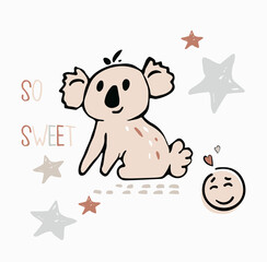 Kuala baby cute summer print. Sweet african animal