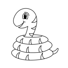 Cute snake cartoon coloring page illustration vector. For kids coloring book.