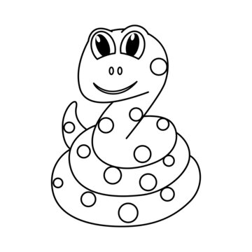 Cute snake cartoon coloring page illustration vector. For kids coloring book.