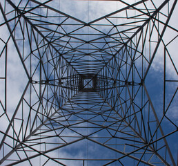 high voltage pylon underneath view