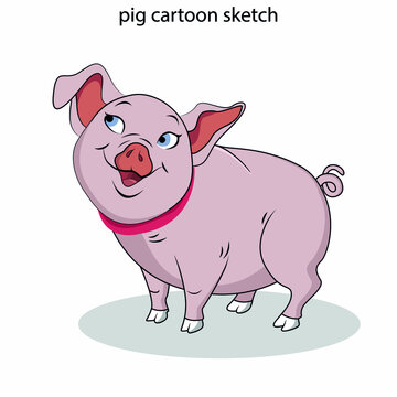 Charlottes web pig icon funny cartoon sketch