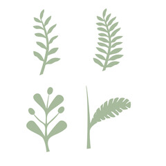 Leaves vector set isolated from the background Leaves different shapes in modern flat style