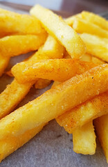 French fries on a white background