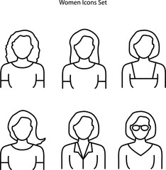 woman icons set isolated on white background. woman icon thin line outline linear woman symbol for logo, web, app, UI. woman icon simple sign.