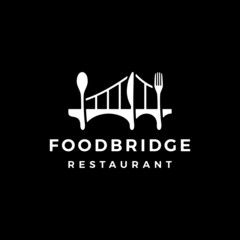 Fototapeta premium food bridge fork spoon restaurant logo vector icon illustration