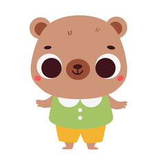 Cute bear. Cartoon kawaii animal character for kids and children