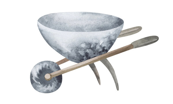 recommend clip art: Set with gardening tools. Hand painted watercolor hand drawn illustration. Separate elements of tools and items for the garden.