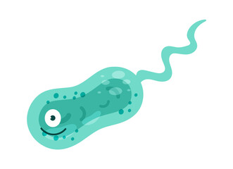 Cartoon Bacteria or Germ Funny Character. Vector illustration