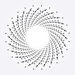 Halftone circular frame logo. Fabric design element. Halftone circle dots texture, pattern, object, banner. Vector design element for various purposes.