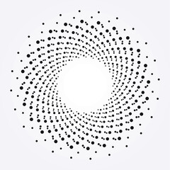 Halftone circular frame logo. Fabric design element. Halftone circle dots texture, pattern, object, banner. Vector design element for various purposes.