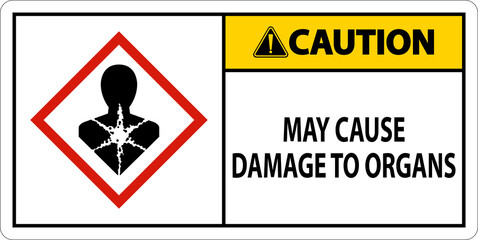 Obraz premium Caution May Cause Damage To Organs GHS Sign On White Background