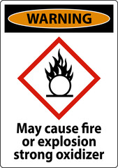 Warning May Cause Fire Or Explosion Sign On White Background