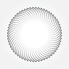 Abstract background with dots. Round logo. Halftone swirl object. Halftone dots circle texture. Abstract circle pattern. Vector art illustration. Halftone design element.	