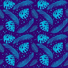 Endless texture with seamless pattern of decorative tropical leaves. Printing on fabric, textiles, paper, scrapbooking, envelopes and backgrounds for websites, phones and web pages