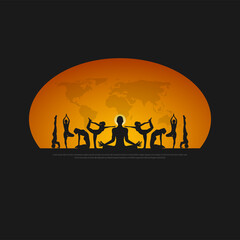 International yoga day vector illustration June 21.