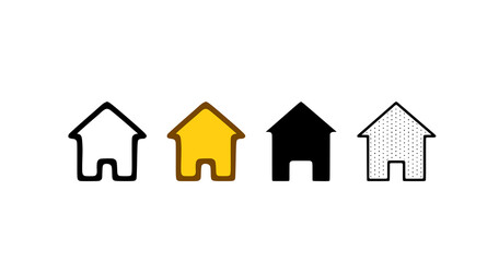 Home icon set in different styles. House symbol vector illustration isolated on white background.