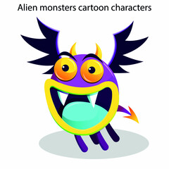 Fototapeta premium Alien monsters icons funny cartoon characters