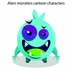 Alien monsters icons funny cartoon characters