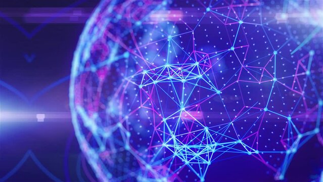 Glowing global 3d planet globe element blue and purple 3d globe graphics