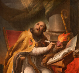 The baroque painting of St. Augustine in the Cathedral after original by Claudio Coello (1642-1693). - 509789468