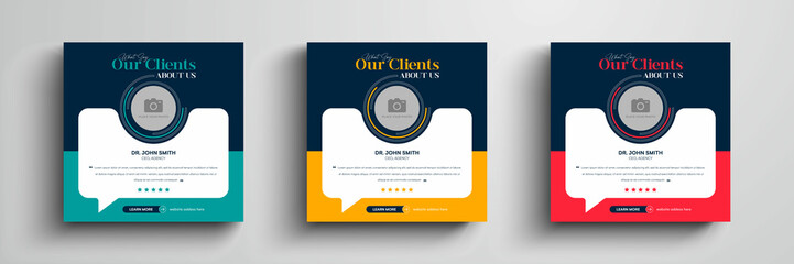 Client testimonials or customer feedback social media post web banner template