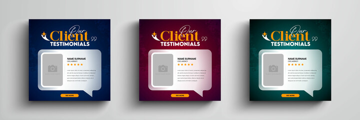 Client testimonials or customer feedback social media post web banner template