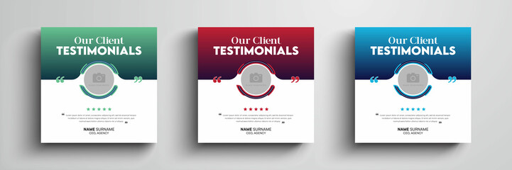 Client testimonials or customer feedback social media post web banner template