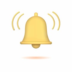 3D ringing bell, notification, alert or reminder icon isolated on white background. Vector illustration