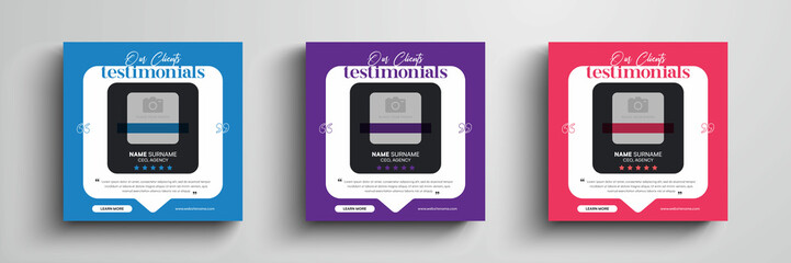 Client testimonials or customer feedback social media post web banner template