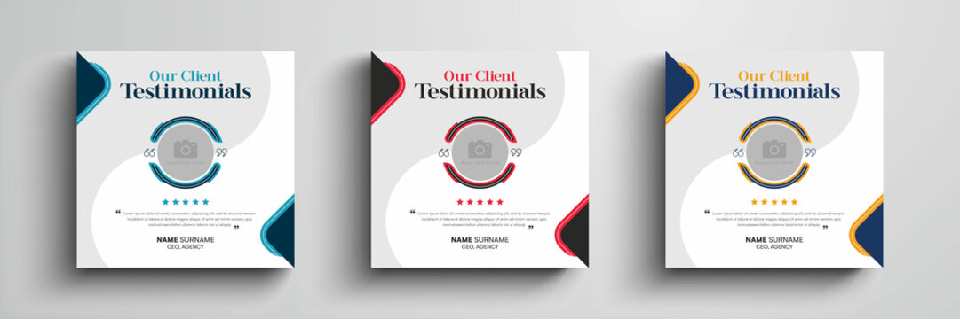 Client testimonials or customer feedback social media post web banner template