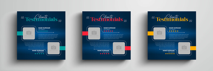 Client testimonials or customer feedback social media post web banner template