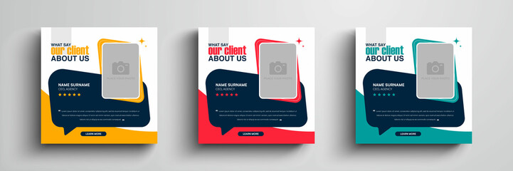 Client testimonials or customer feedback social media post web banner template