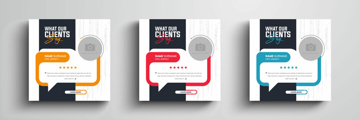 Client testimonials or customer feedback social media post web banner template