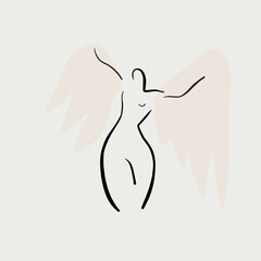 line art female shape of an angel