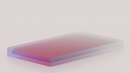 Box 3d display stand and product presentation platform consisting of podiums, prism glazing, and clear background crystal glazing.