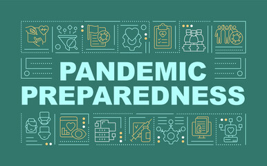 Prepare healthcare for future pandemics word concepts dark green banner. Infographics with editable icons on color background. Isolated typography. Vector illustration with text. Arial-Black font used