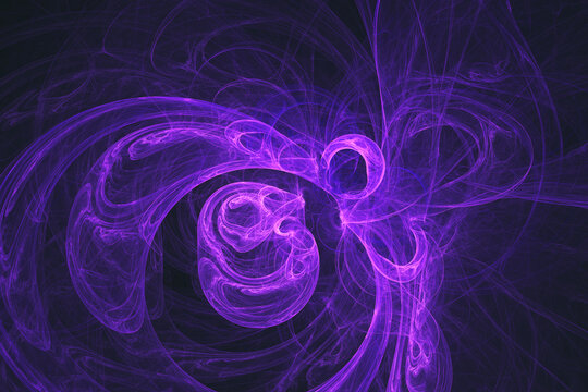 Purple neon motion flames 3d rendering in the futuristic style. Abstract science background