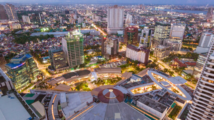 Cebu City, Philippines - Evening Aerial of Cebu Business Park and Ayala Center Cebu.