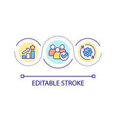Improve service accessibility for users loop concept icon. Service development and growth abstract idea thin line illustration. Isolated outline drawing. Editable stroke. Arial font used