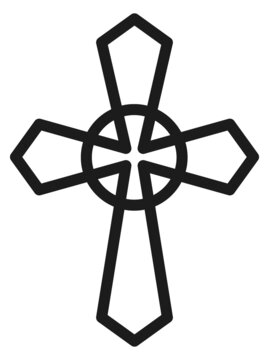 recommend clip art: Religous faith symbol. Ornamental cross line symbol
