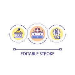 Service management and control loop concept icon. Government regulation. Maas introduction component abstract idea thin line illustration. Isolated outline drawing. Editable stroke. Arial font used