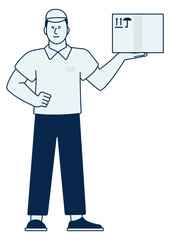 Man with shipping box. Delivery concept. Courier icon