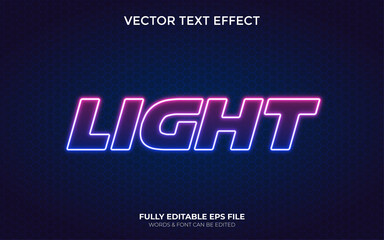 Editable Vector Realistic Neon Light Text Effect in Illustrator with Hexagonal Dark Background